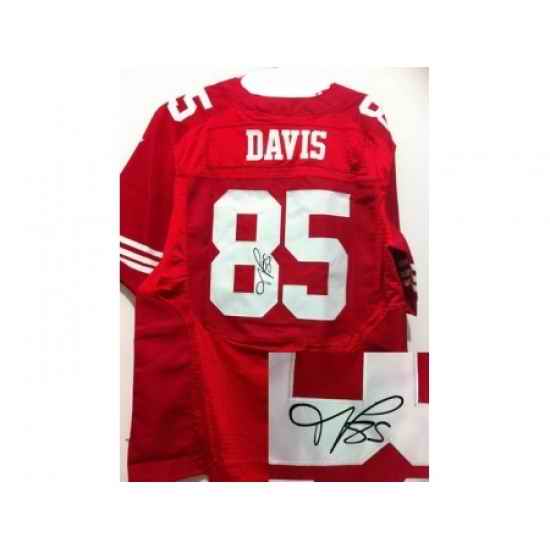 Nike San Francisco 49ers 85 Vernon Davis Red Elite Signed NFL Jersey